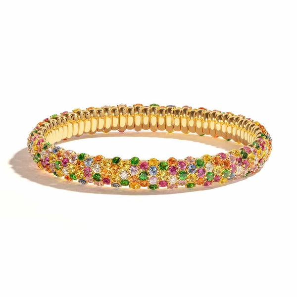 7 Alternate Row Basket Multi-Colored Sapphire And Diamond Bracelet - 1